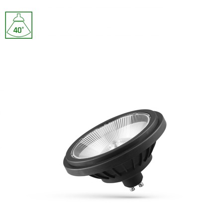 LED AR111 GU10 14W - 230V, Basic 2, 40°, Nøytral Hvit, Svart, Spektrum.