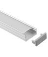 Aluprofil 18x8 til IP65 og IP68 LED strip - 1 meter, inkl. melkehvit deksel og klips