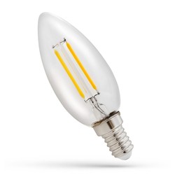 E14 LED 1W LED stearinlys pære - C35, karbon filamenter, klart glas, E14