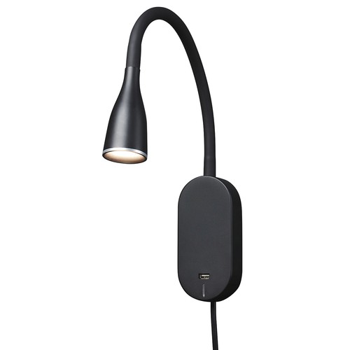 EYE LED Vegglampe med USB og Touch dimmer, 5W, Nielsen Light - svart