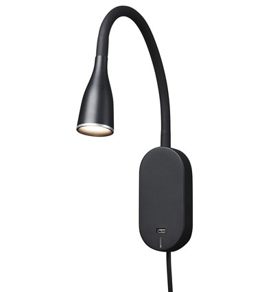 EYE LED Vegglampe med USB og Touch dimmer, 5W, Nielsen Light - svart