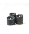 LED blokklys Ø10cm, 3 stk, bevegelig flamme, sort meleret