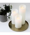 LED blokklys XL, 3 stk, Ø10cm, 17,5/22,5/30cm, bevegelig flamme, hvit