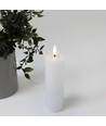 LED Blokklys 15cm høy, flammeeffekt, hvit - Ø5cm, fungerer m. fjernkontroll, timer, ekte stearin