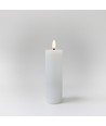LED Blokklys 15cm høy, flammeeffekt, hvit - Ø5cm, fungerer m. fjernkontroll, timer, ekte stearin