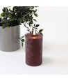 LED blokklys 12,5cm, smelte-look, flammeeffekt - Ø7,5cm, bordeauxrød