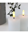 LED Blokklys, 2 stk, flammeeffekt, hvit - 7,5cm høy, Ø5cm, fungerer med fjernkontroll, ekte stearin