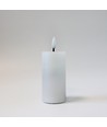 LED Blokklys 10cm høy, flammeeffekt, hvit - Ø5cm, 10cm høy, virker m. fjernkontroll, timer, ekte stearin