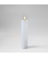 LED-kubbelys 20cm, flammeeffekt, hvit - Ø5cm, fjernkontroll, timer, ekte voks