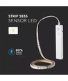 1m 2,4W/m sprutsikker LED-strip - 6V DC, IP65, PIR-sensor, batteri, 30 LED pr. meter