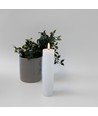 LED-kubbelys 20cm, flammeeffekt, hvit - Ø5cm, fjernkontroll, timer, ekte voks