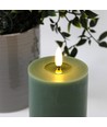 LED blokklys 10cm, smelte-look, flammeeffekt - Ø7,5cm, grønn