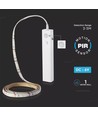1m 2,4W/m sprutsikker LED-strip - 6V DC, IP65, PIR-sensor, batteri, 30 LED pr. meter