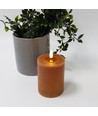 LED blokklys 10cm, smelte-look, flammeeffekt - Ø7,5cm, brun