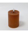LED blokklys 10cm, smelte-look, flammeeffekt - Ø7,5cm, brun