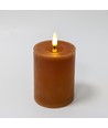 LED blokklys 10cm, smelte-look, flammeeffekt - Ø7,5cm, brun
