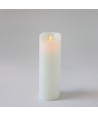 LED XL Blokklys 30cm høy, flammeeffekt, hvit - Ø10cm, 30cm høy, virker m. fjernkontroll, timer, ekte stearin