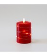 LED blokklys med lyskjede, 10cm, flammeeffekt - Ø7,5cm, rød