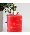 LED blokklys med lyskjede, 12,5cm, flammeeffekt - Ø7,5cm, rød