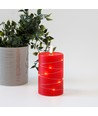 LED blokklys med lyskjede, 12,5cm, flammeeffekt - Ø7,5cm, rød