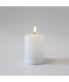 LED Blokklys 10cm høy, smelte-look, flammeeffekt - Ø7,5cm, 10cm høy, virker m. fjernkontroll, ekte stearin