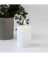 LED Blokklys 10cm høy, smelte-look, flammeeffekt - Ø7,5cm, 10cm høy, virker m. fjernkontroll, ekte stearin