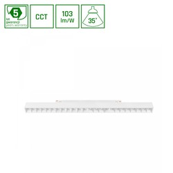 Spectrum LED System Shift CCT- Grid L Skinne Lys 22W - 440x23x42mm, 40°, Hvit, CCT Switch.