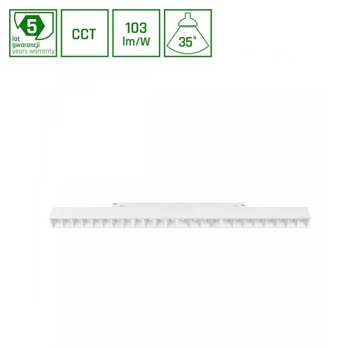 System Shift CCT- Grid L Skinne Lys 22W - 440x23x42mm, 40°, Hvit, CCT Switch.