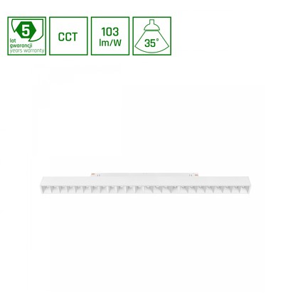 System Shift CCT- Grid L Skinne Lys 22W - 440x23x42mm, 40°, Hvit, CCT Switch.