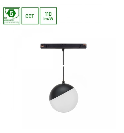 System Shift CCT- Globe P pendlet Sphere skinne lys Ø100, 815mm kabel, 5W, 165°, svart, CCT switch.