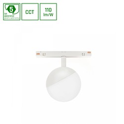 Produsenter System Shift CCT- Globe Sphere skinnelys Ø100x130mm, 5W, 165°, hvit, CCT-bryter.