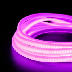 Tilbud 5 m.vanntett Lilla Neon COB LED strip - 230V, IP67, 288 LED, 11,5W/m, kan kuttes hver 10cm