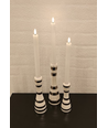 3-pakning hvite LED stearinlys, flammeeffekt - Ø2,2cm, Høyde: 24,5cm, kronelys, inkl. fjernkontroll, timer