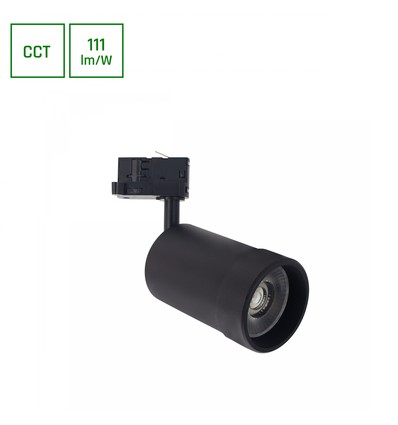 20W PAVA BASIC 3-faset skinnespot - Justerbar CCT, 111lm/W, 20-45°, sort