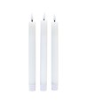 3-pak hvite LED stearinlys, flammeeffekt - Ø2,2cm, Høyde: 24,5cm, stagelys, inkl. fjernkontroll, timer, batteri