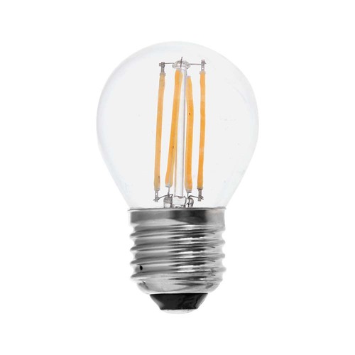E27 4W 3-trinns dimbar LED kronepære - G45, filament, klart glass