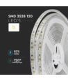 5m 7,2W/m sprutsikker LED-strip - 12V DC, IP65, 120 LED per meter