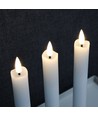 3-pakning hvite LED stearinlys, flammeeffekt - Ø2,2cm, Høyde: 24,5cm, kronelys, inkl. fjernkontroll, timer