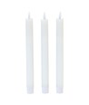 3-pak hvite LED stearinlys, flammeeffekt - Ø2,2cm, Høyde: 24,5cm, kronelys, inkl. fjernkontroll, timer
