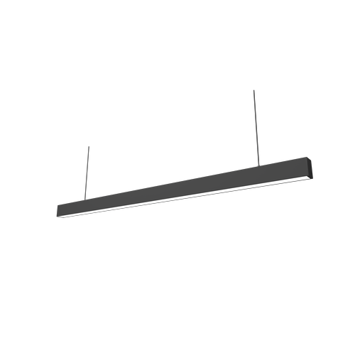 48W LED lysskinne - 150cm, 120 lm/W, Sort, taklampe til kontor, inkl. wireoppheng