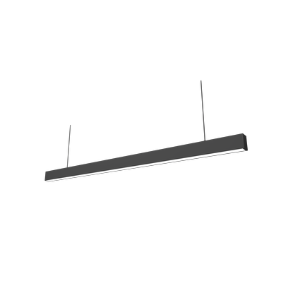 48W LED lysskinne - 150cm, 120 lm/W, Sort, taklampe til kontor, inkl. wireoppheng