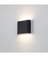 8W DuoLume vegglampe - Kvadrat, IP65, sort, opp/ned, inne/ute, inkl. lyskilde