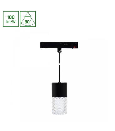 System Shift Basic - Hangit Krystall Lampen Nedhengt 55x110mm (1100mm Wire), 7W, 4000K, Sort.