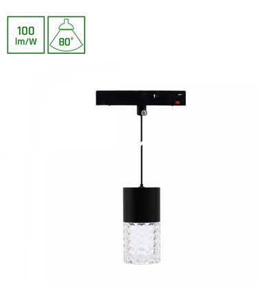 System Shift Basic - Hangit Krystall Lampen Nedhengt 55x110mm (1100mm Wire), 7W, 4000K, Sort.