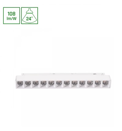 12W SYSTEM SHIFT BASIC GRID S skinnespot, 48V - 108lm/W, 220x23x42 mm, nøytral hvit