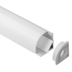 Alu / PVC profiler Alu hjørneprofil 16x16 til LED strip - 1 meter, inkl. melkehvit deksel og klips