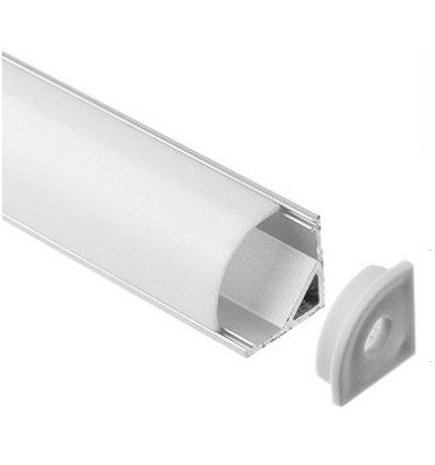 Alu hjørneprofil 16x16 til LED-strip - 1 meter, inkl. melkehvitt deksel, klips og endestykker, anodisert