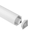 Alu hjørneprofil 16x16 til LED-strip - 1 meter, inkl. melkehvitt deksel, klips og endestykker, anodisert