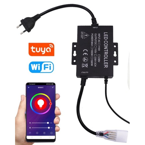 230V RGB WiFi Smart Home controller - Inkl. endestykke, til 230V, minnefunksjon, 100 m.