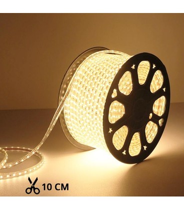 5 m.vanntett LED strip (Type X-2) - 230V, IP67, 1300lm/m, 10W/m, kan kuttes hver 10cm